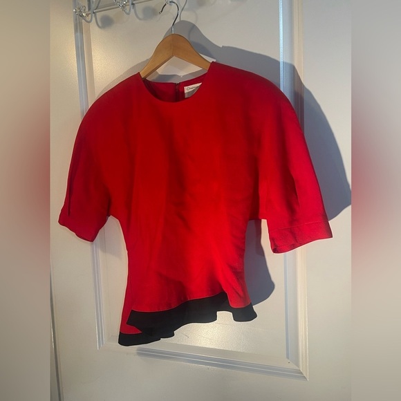 Gorgeous VINTAGE 70s Chairman of the Board by PSI Red Blouse with Shoulder Pads - Picture 2 of 16